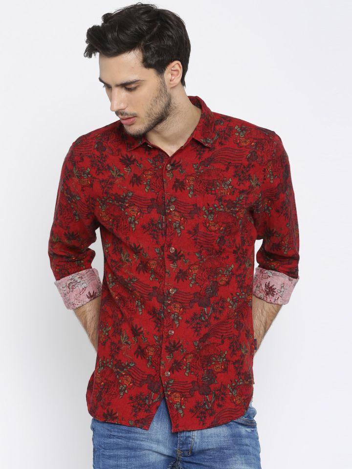 Buy Jack Jones Men Red Slim Fit Printed Casual Shirt Shirts