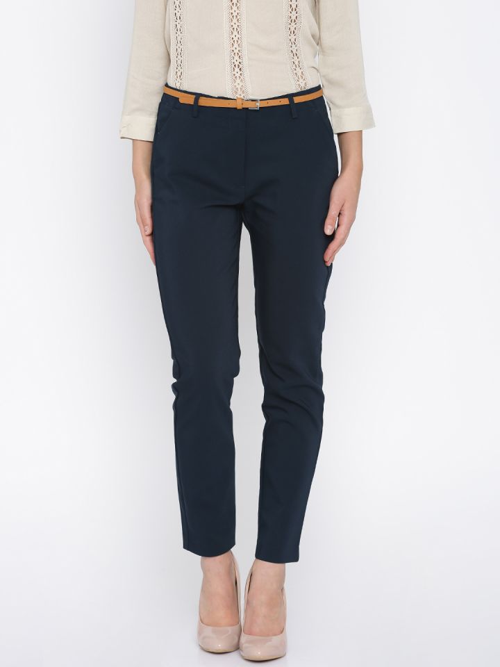 womens navy cigarette trousers