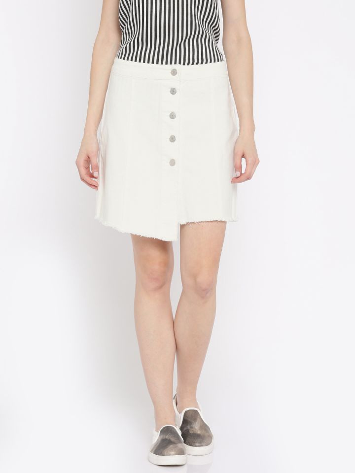 Vero Moda White Denim A Line Skirt
