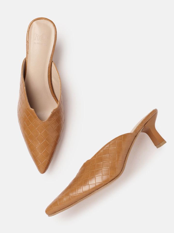 Tan heeled online mules