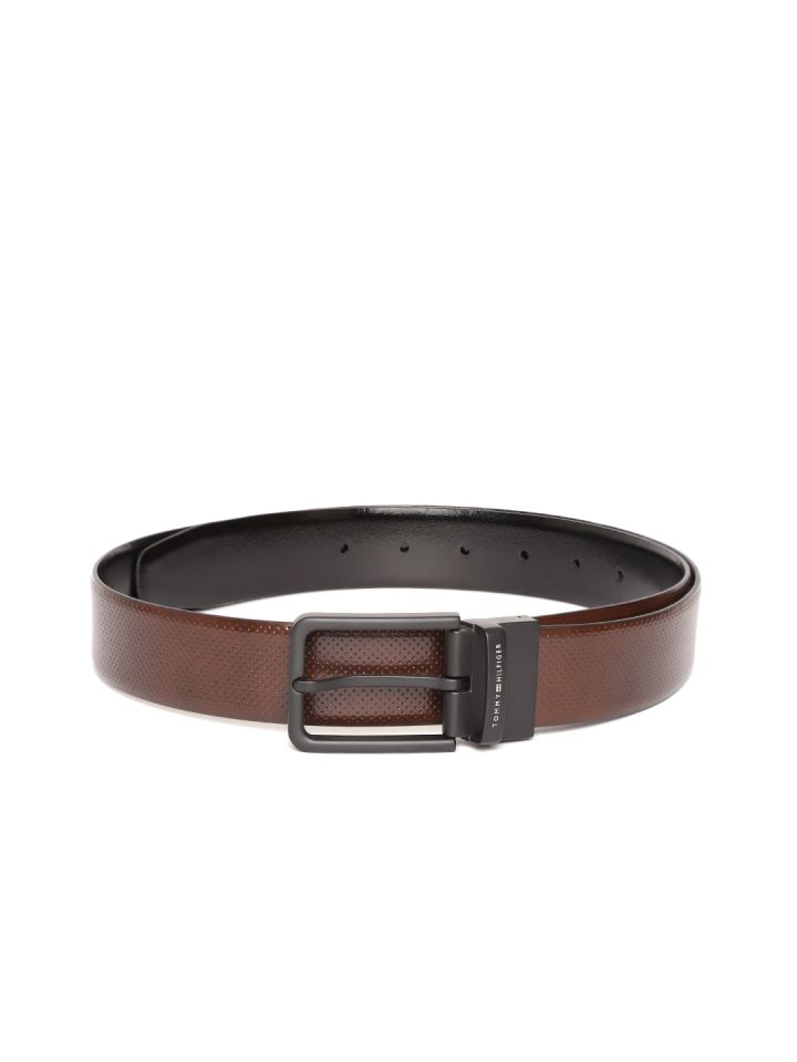 Buy Tommy Hilfiger Men Black Textured Leather Belt Belts for Men