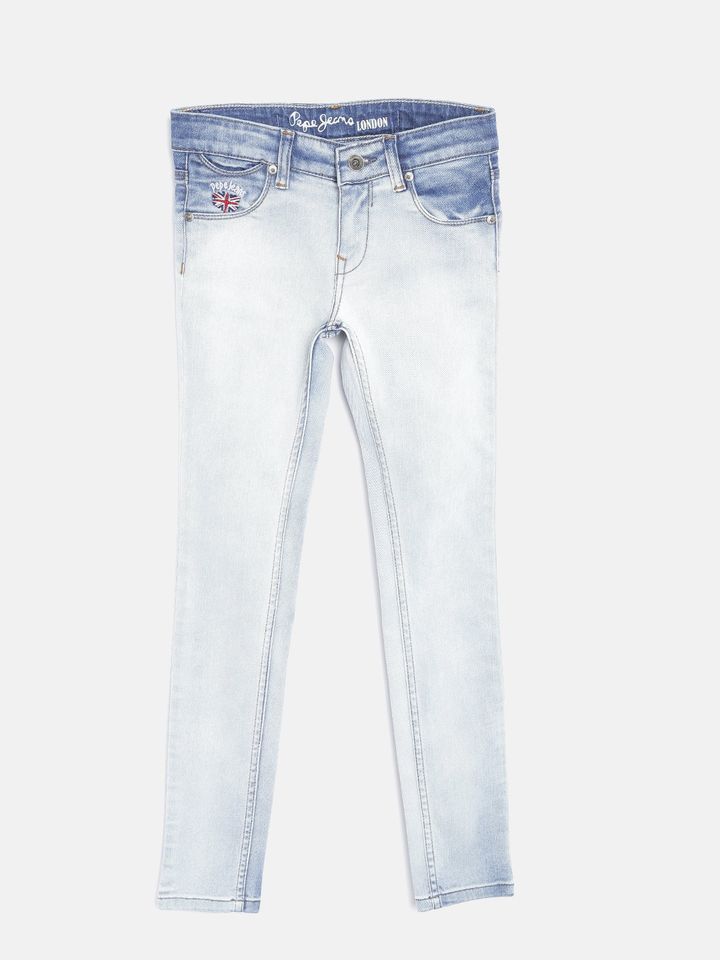 Buy Pepe Jeans Girls Blue Pixlette Skinny Fit Mid Rise Clean Look Jeans -  Jeans for Girls 1771426 | Myntra