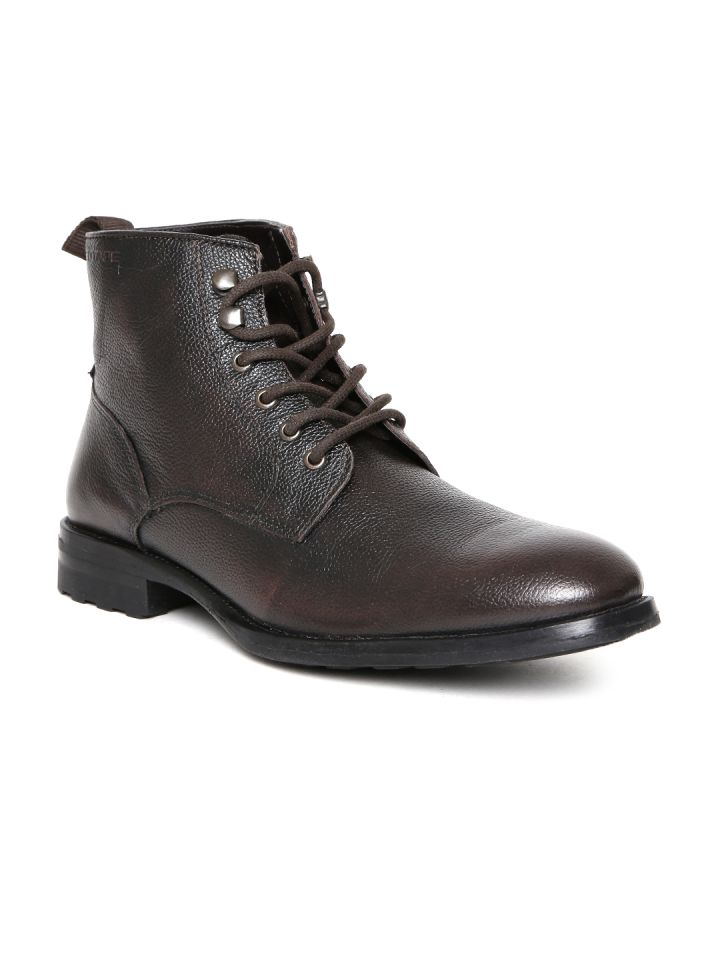 Red Tape Men Coffee Brown Solid Flat Boots