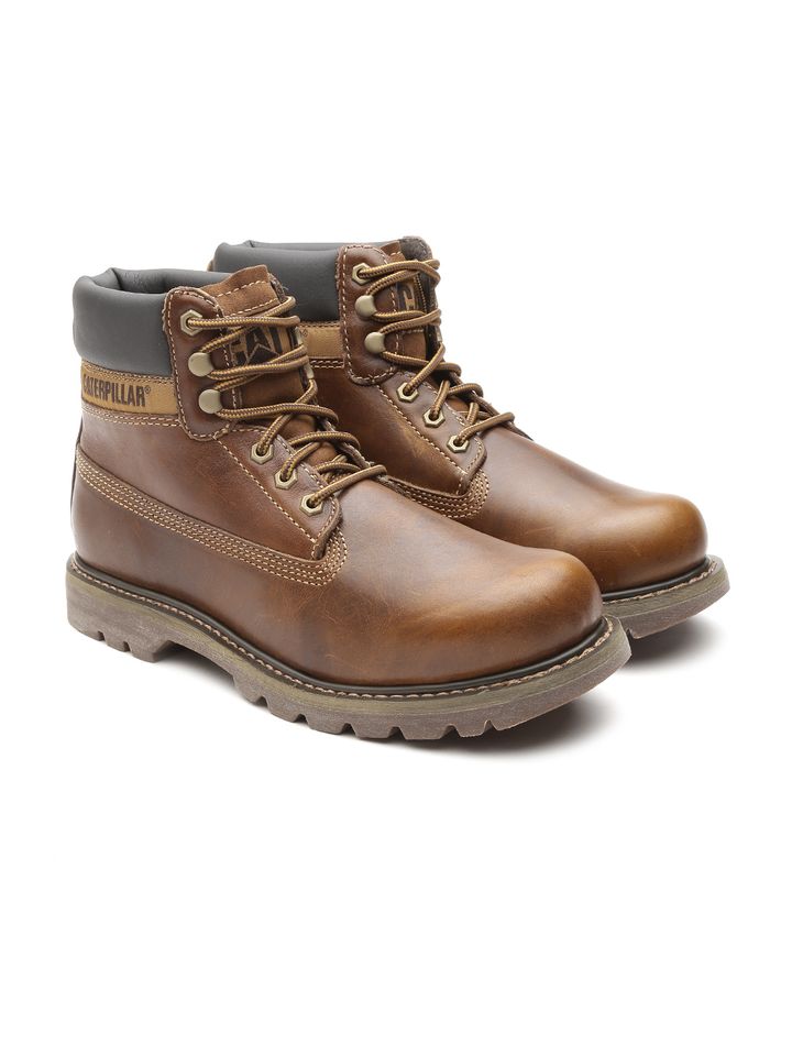Buy CAT Men Brown High Top Leather Flat 