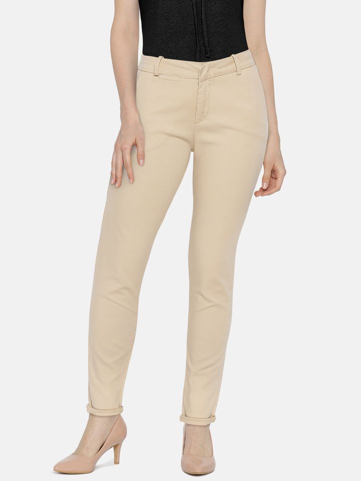 beige skinny trousers womens