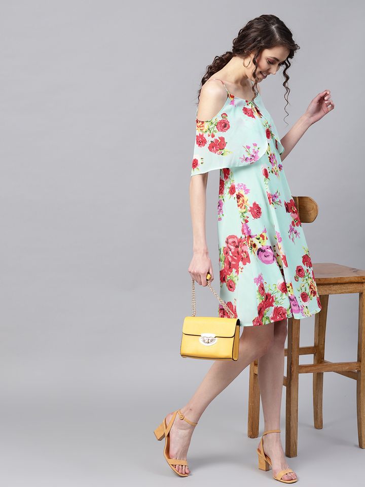 Floral Print A Line Dress - Dresses 