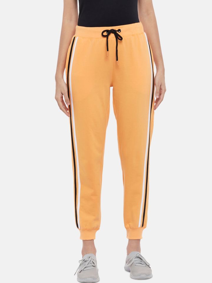 Ajile by Pantaloons Women Orange White Striped Joggers