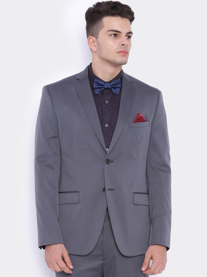 SUITLTD Grey Single Breasted Slim Fit Formal Blazer