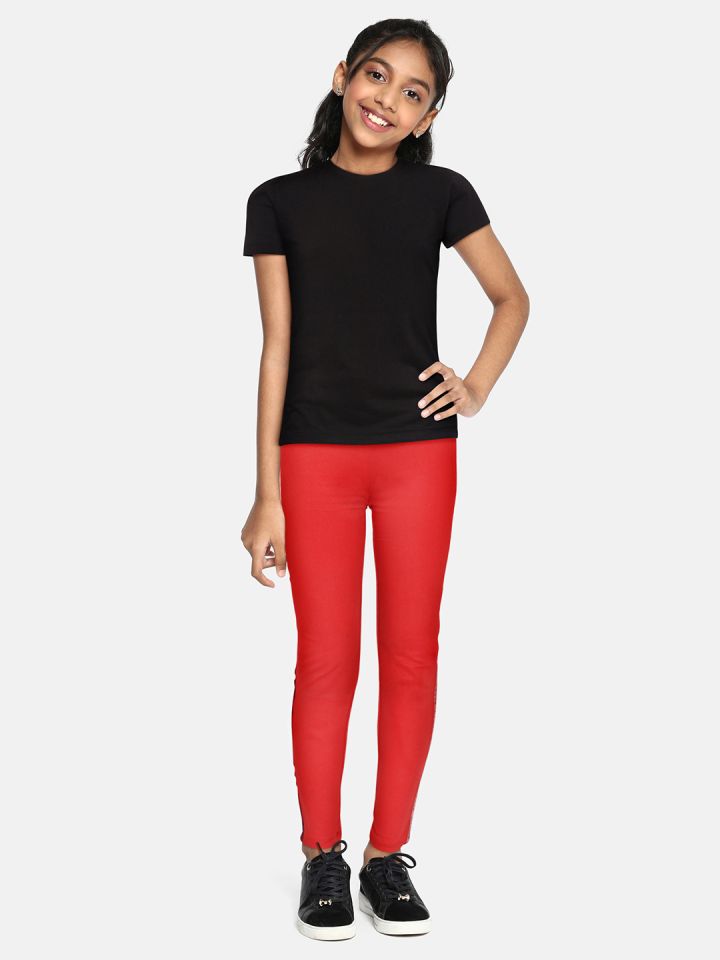 Buy Allen Solly Junior Girls Red Brand Logo Printed Leggings - Leggings for  Girls 17790458