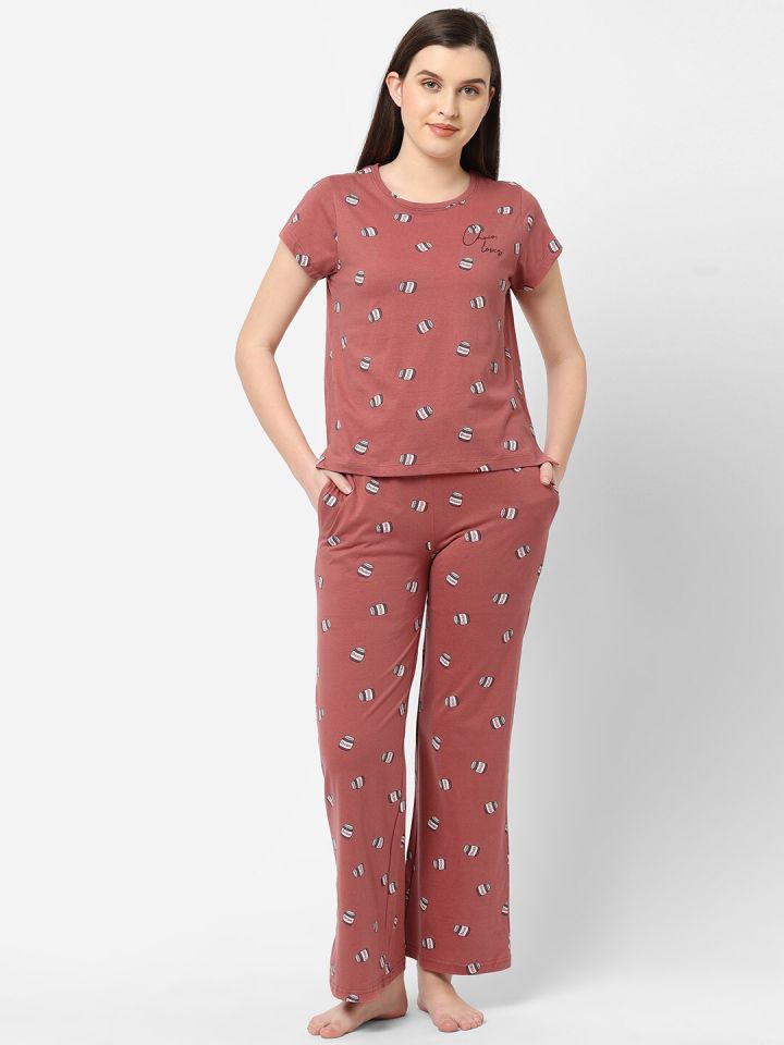 Buy Sweet Dreams Women Rose Printed Night Suit Night Suits for