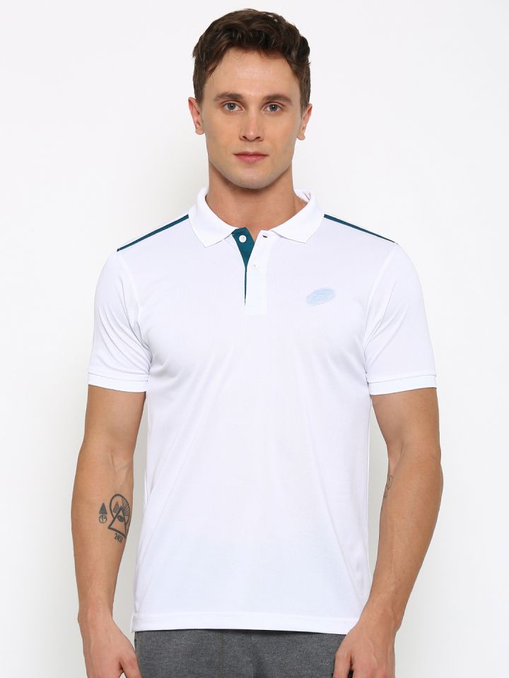 FILA Men White Solid Polo Collar T Shirt