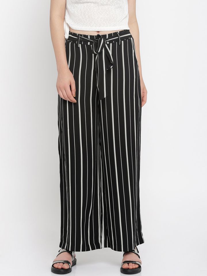 Black stripe trousers clearance