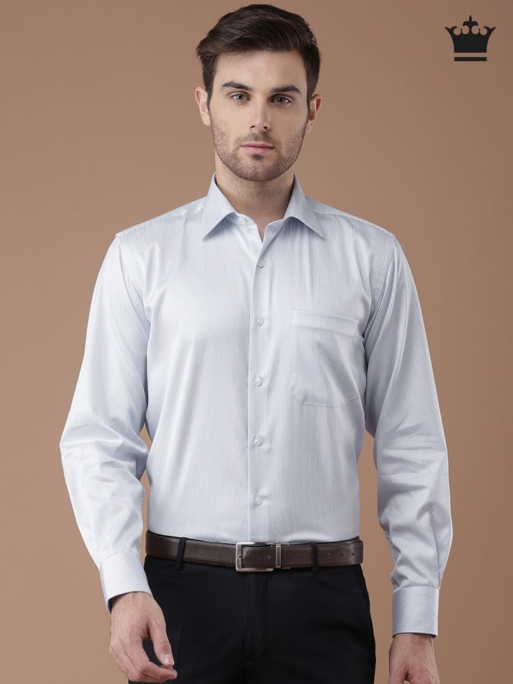 Louis Philippe Men Maroon & White Regular Fit Striped Formal Shirt