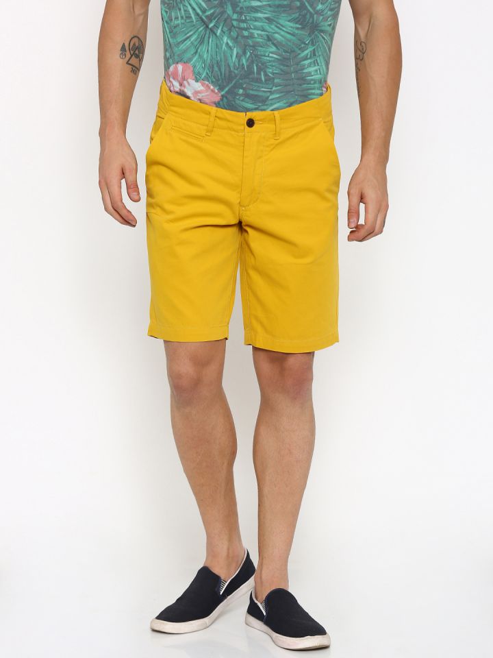 mens mustard chino shorts