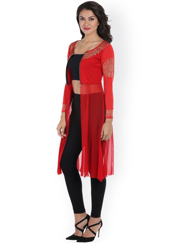 Red sales chiffon jacket