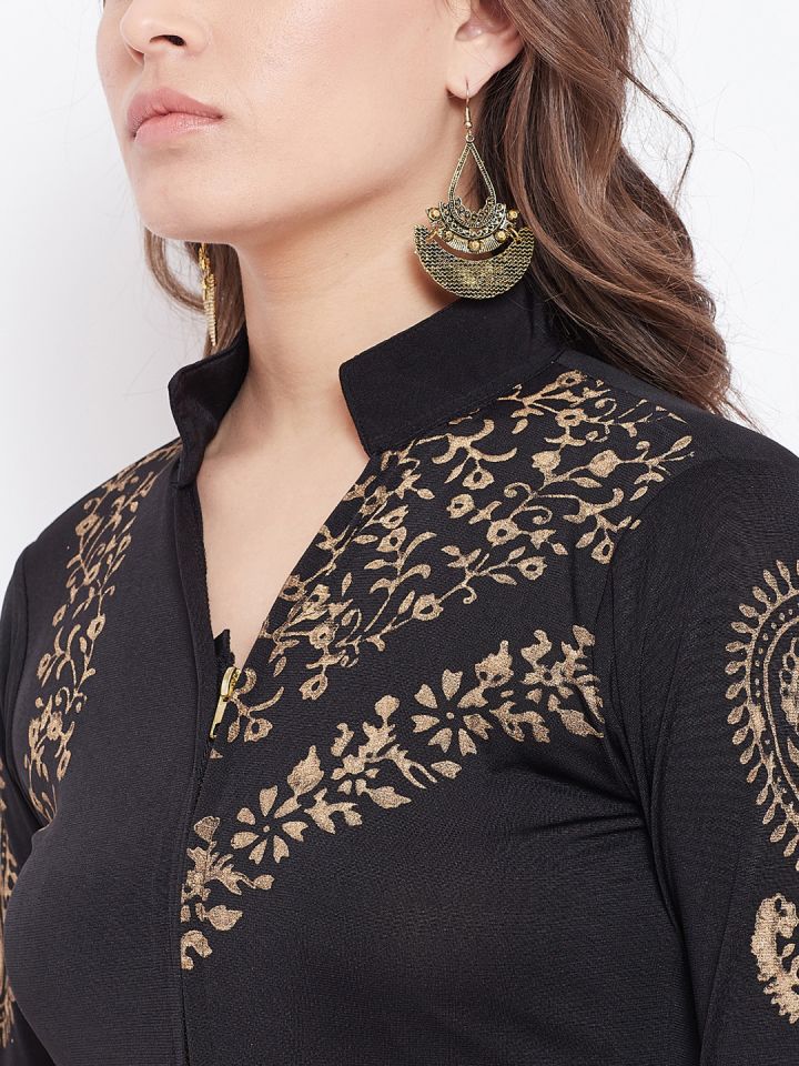 Ira soleil black printed jacket outlet