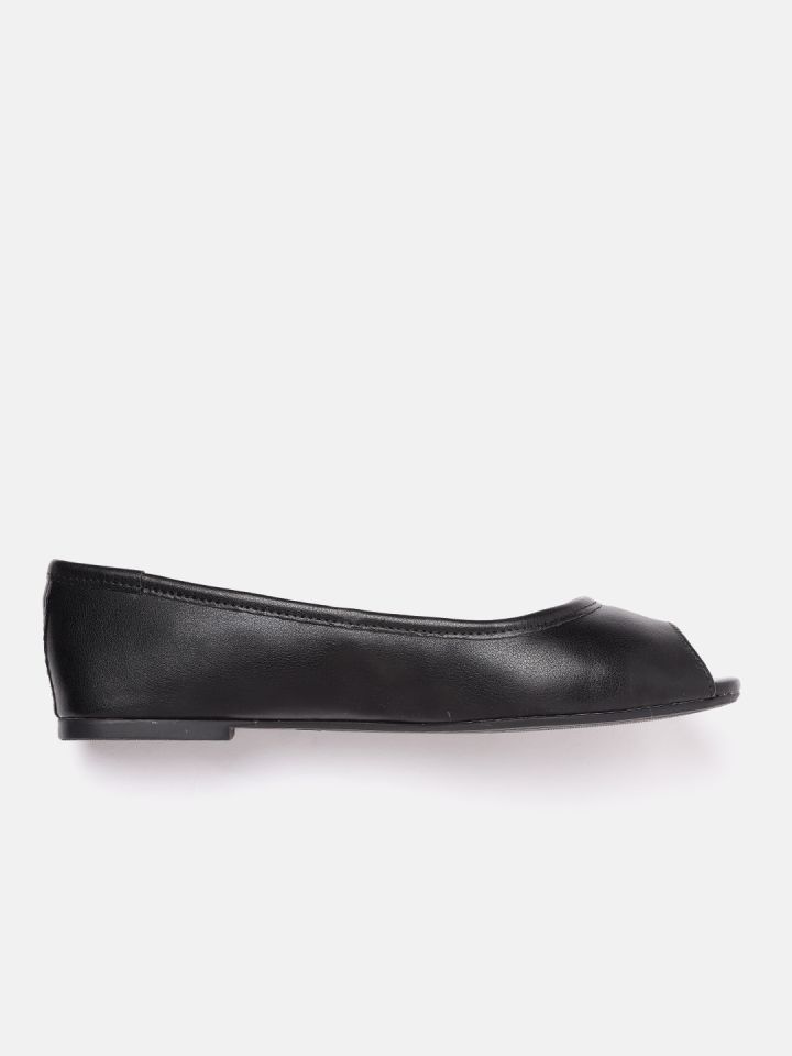 Buy Carlton London Women Black Peep Toe Ballerinas Flats for