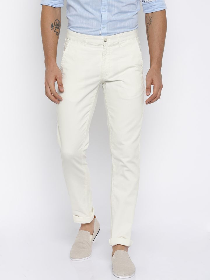 Buy John Miller Hangout Men Off White Slim Fit Trousers Trousers