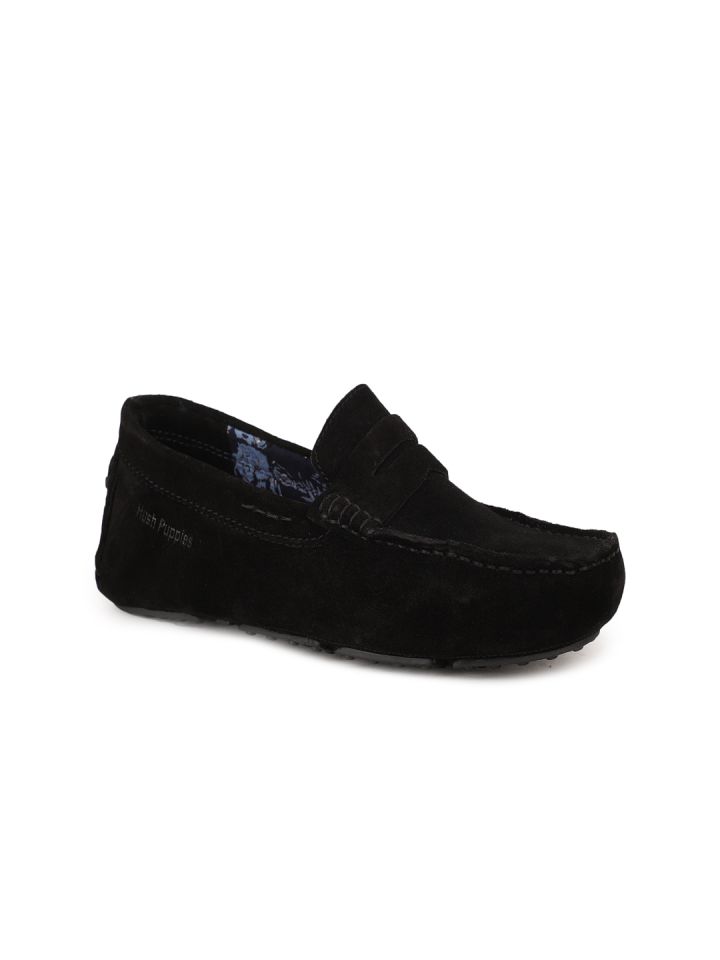 Black suede sales hush puppies shoes
