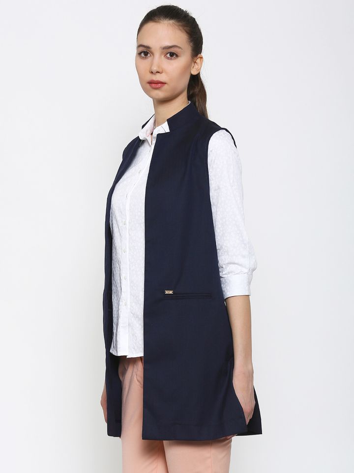 Buy Park Avenue Navy Sleeveless Jacket 