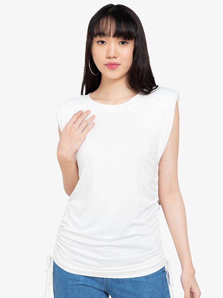 White shoulder hotsell pad t shirt