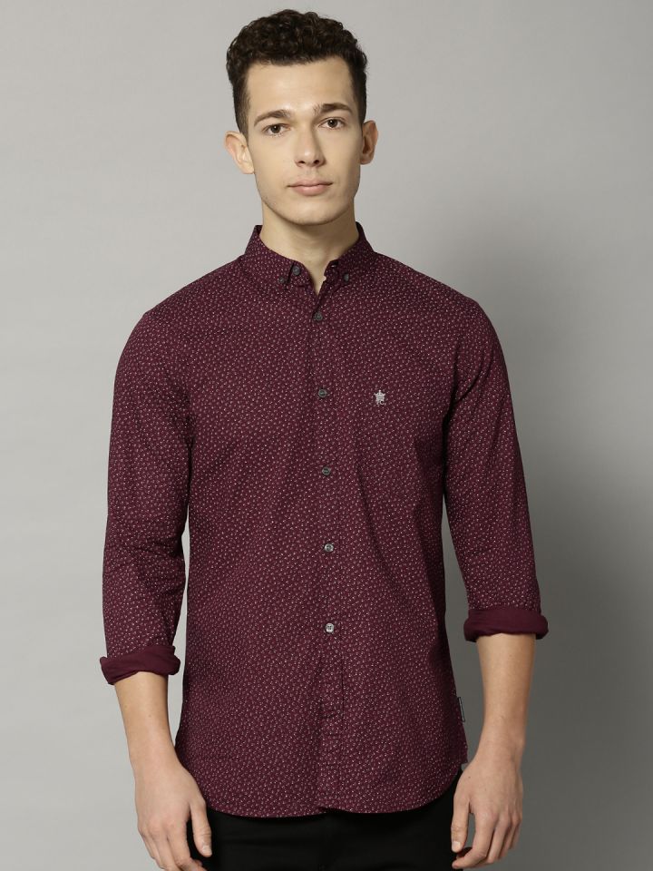 Mens burgundy top dress shirt