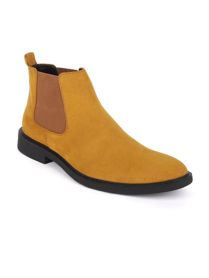 Buy Carlton London Men Mustard Yellow Solid Chelsea Boots Boots