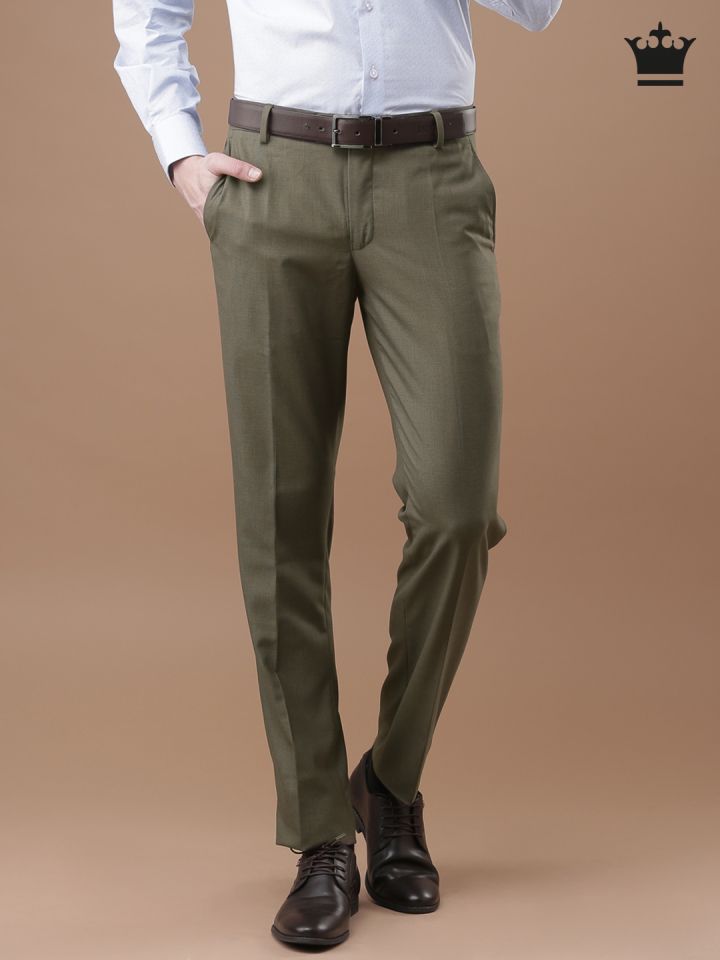 Buy Men Olive Regular Fit Solid Formal Trousers Online  676877  Allen  Solly