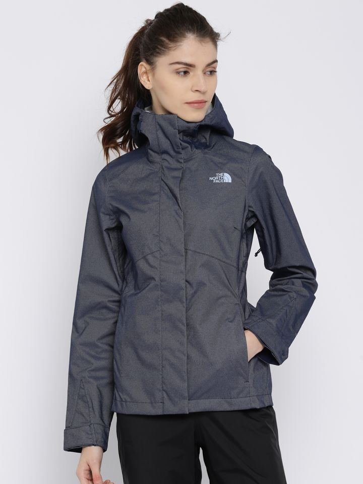 The North Face Navy Striped BERRIEN Asian Fit Hooded Jacket