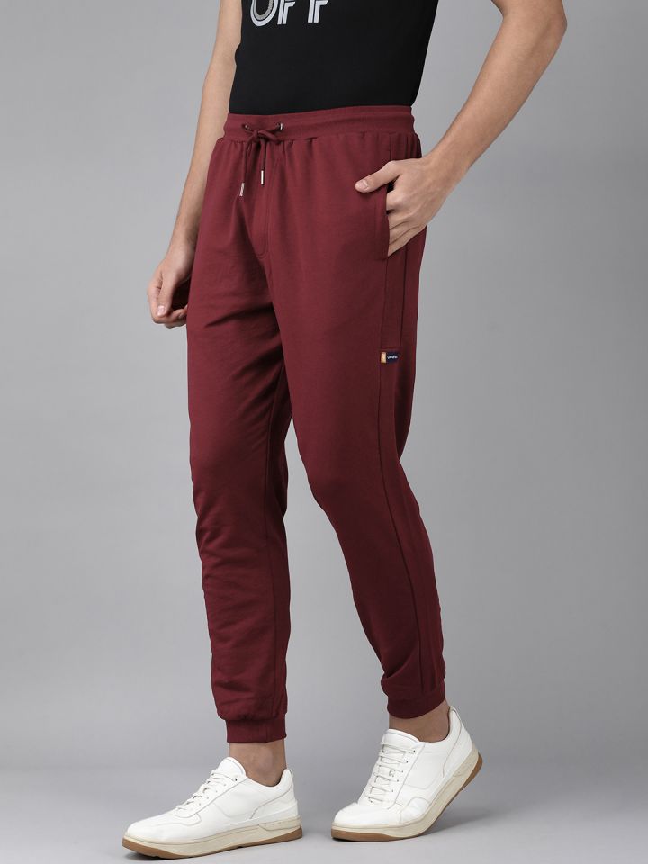 Mens burgundy joggers outlet