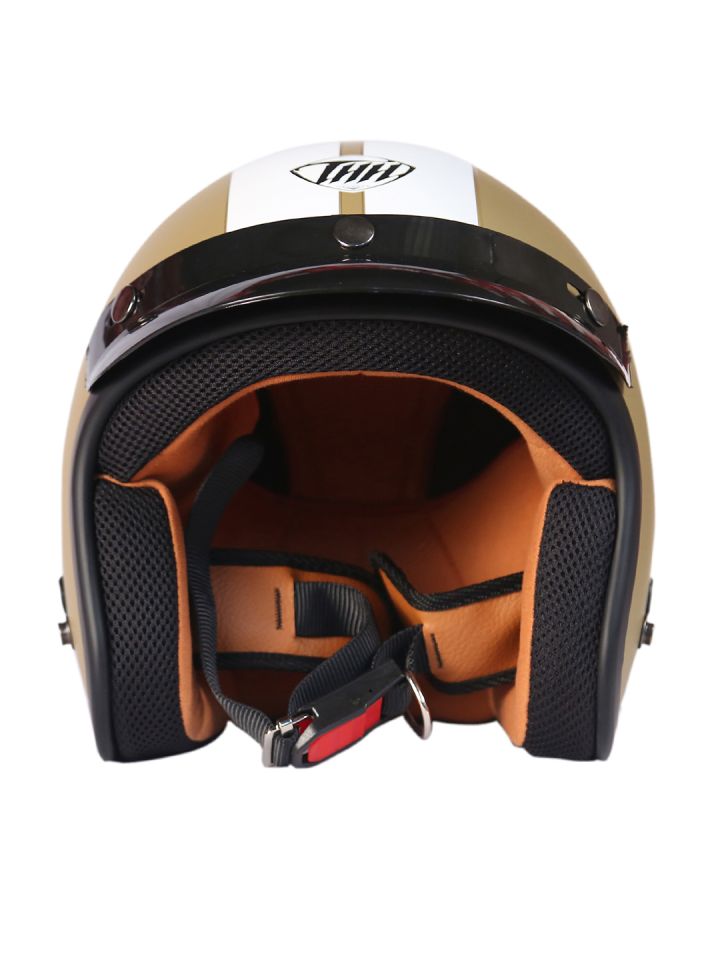 Buy THH Unisex Brown White Printed Open Face Helmet Helmets