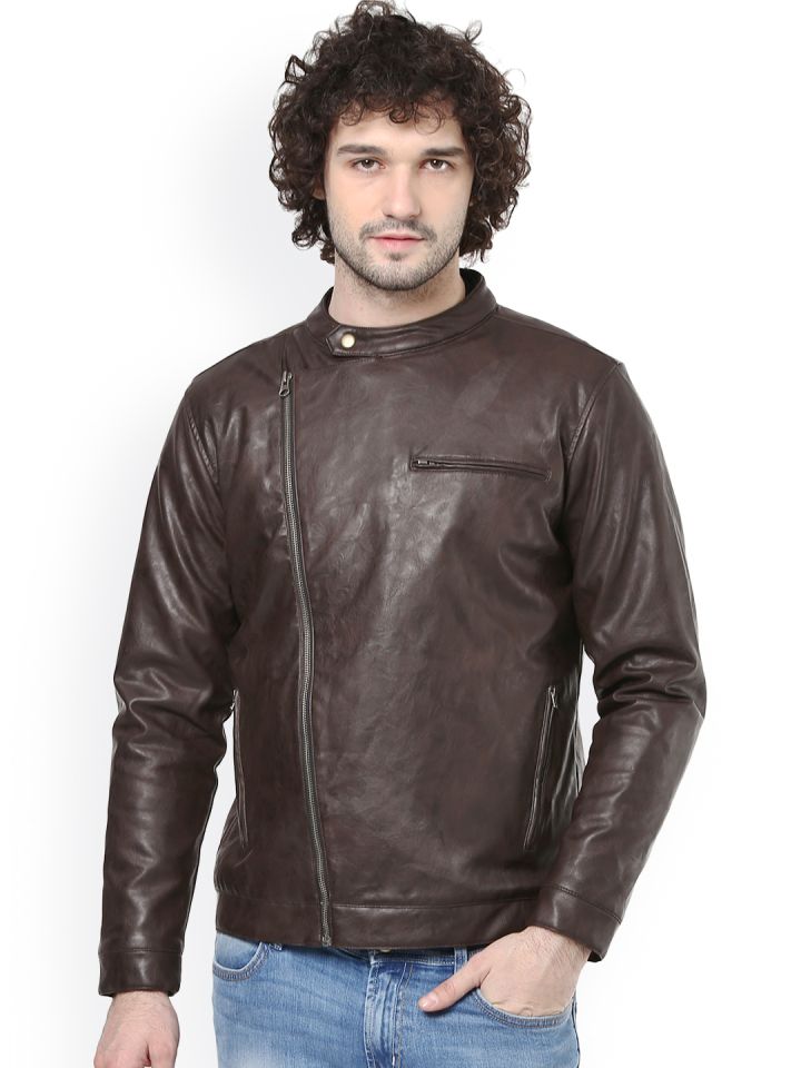 Buy Atorse Brown Faux Leather Biker Jacket Jackets for Men Myntra