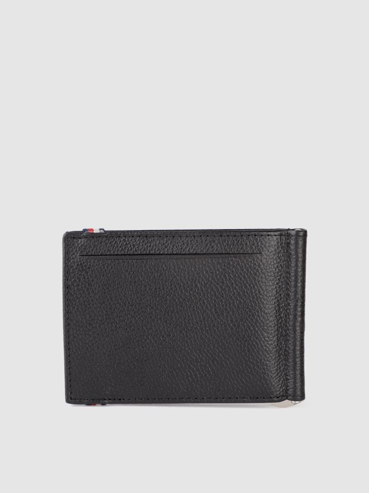 Buy Tommy Hilfiger Men Black Brown Textured Leather Money Clip