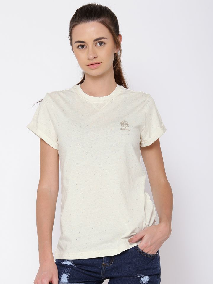Buy Reebok Classic Women Off White F CLORD SLUP Solid T Shirt