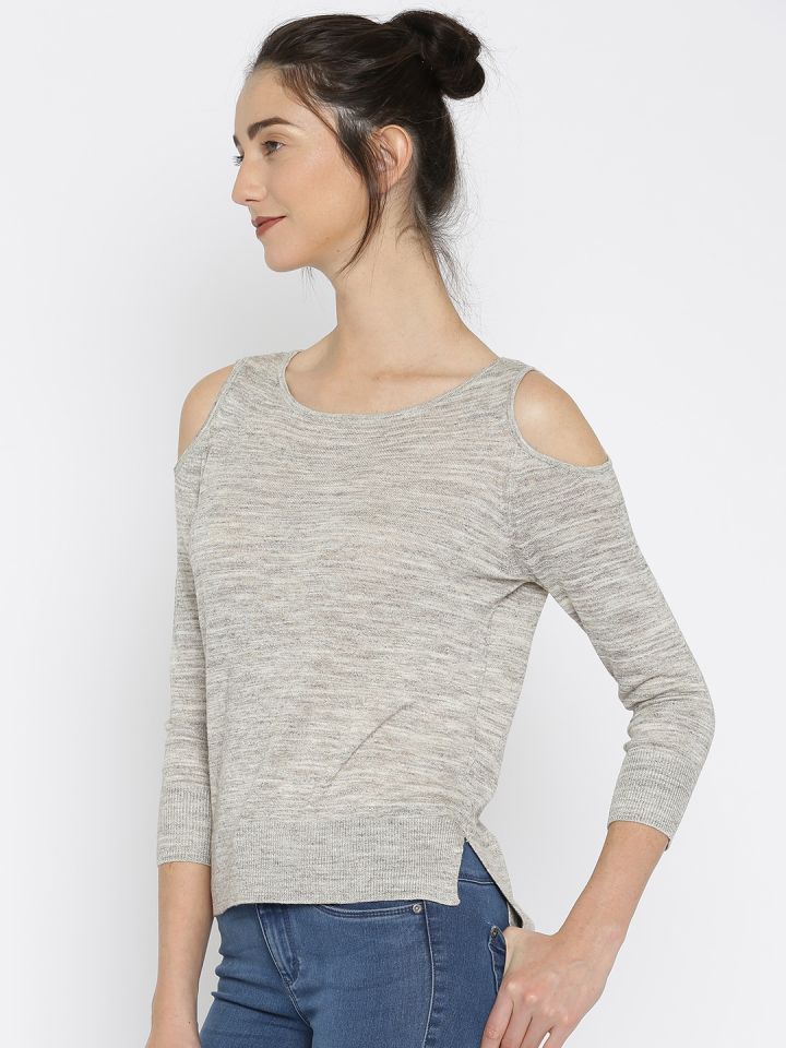 Buy ONLY Grey Cold Shoulder Sweater Sweaters for Women 1810863