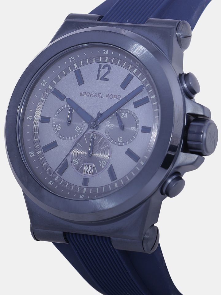Buy Michael Kors Men Gunmetal Toned Navy Analogue Watch MK8493
