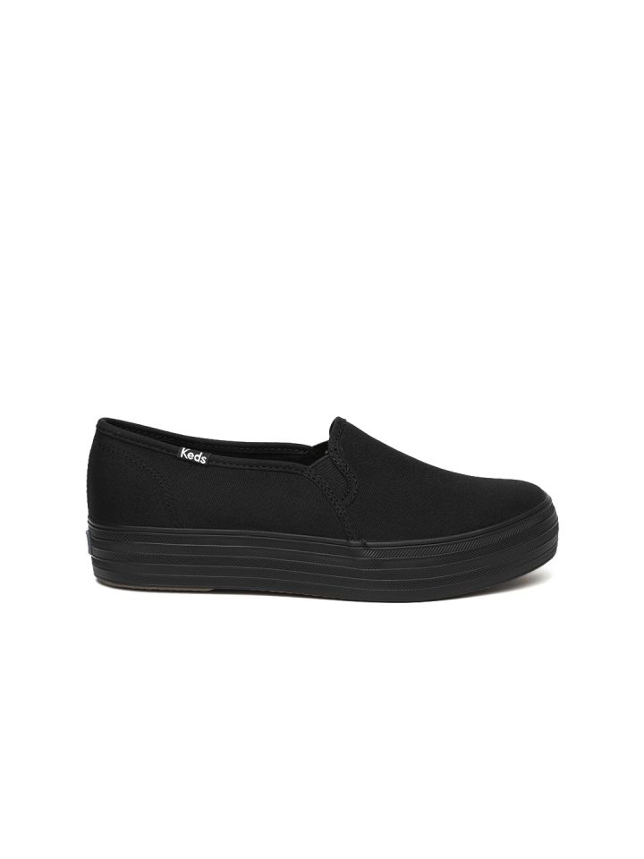 Keds Women Black Triple Decker Solid Slip On Sneakers