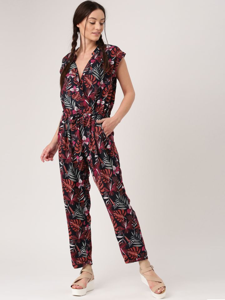 DressBerry Navy Orange Printed Jumpsuit