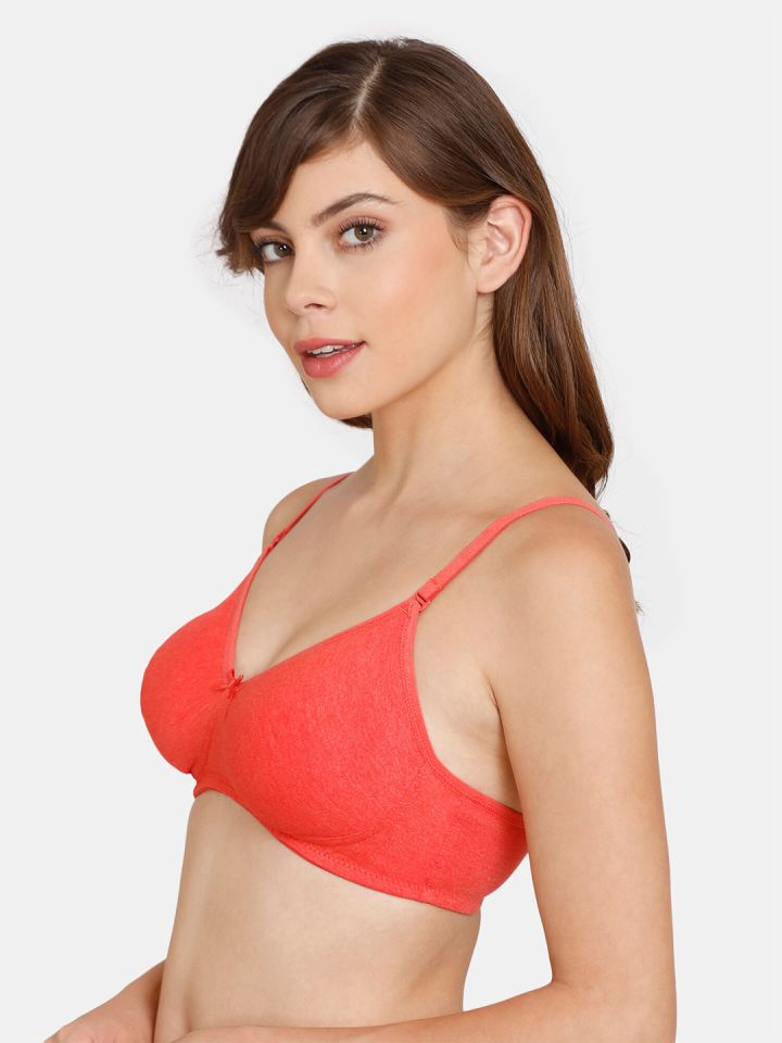 Buy Rosaline By Zivame Red Solid Non Wired Full Coverage T Shirt Bra - Bra  for Women 18152108