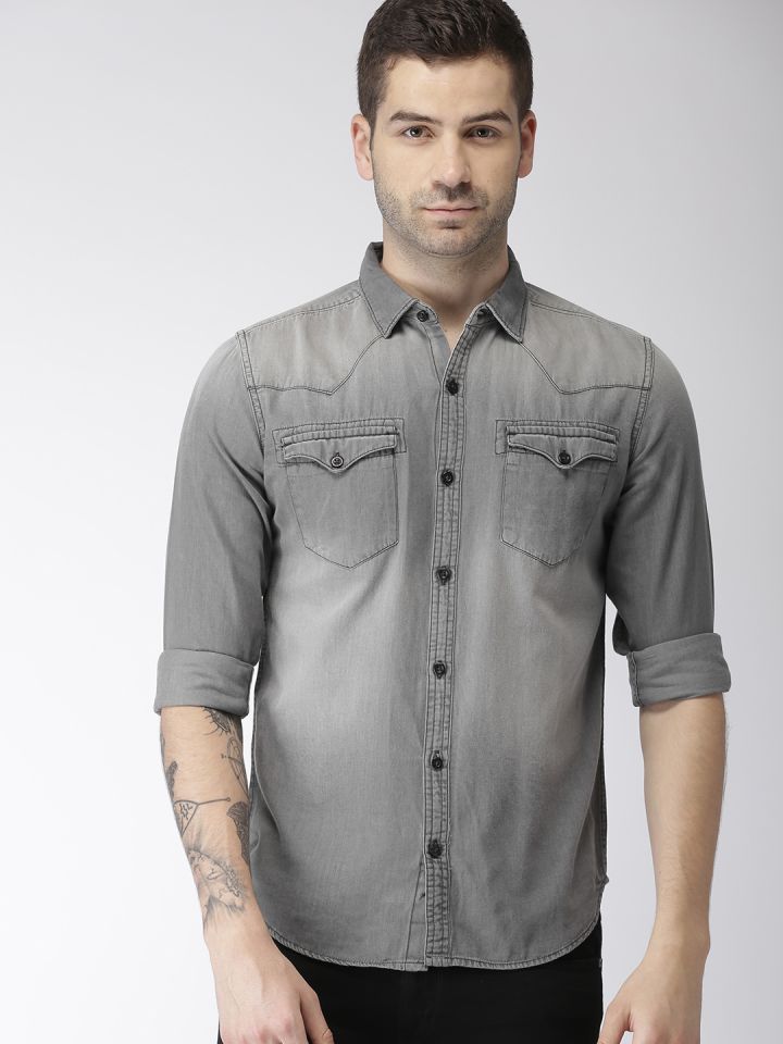 charcoal grey denim shirt