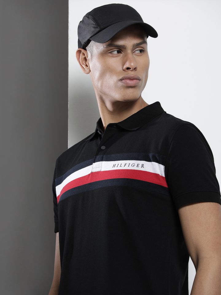 Black and red 2025 tommy hilfiger shirt