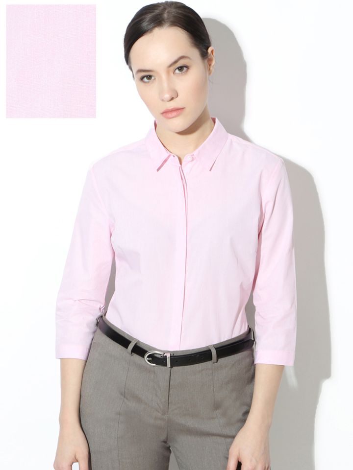 Buy Van Heusen Woman Pink Self Design Formal Shirt Shirts for