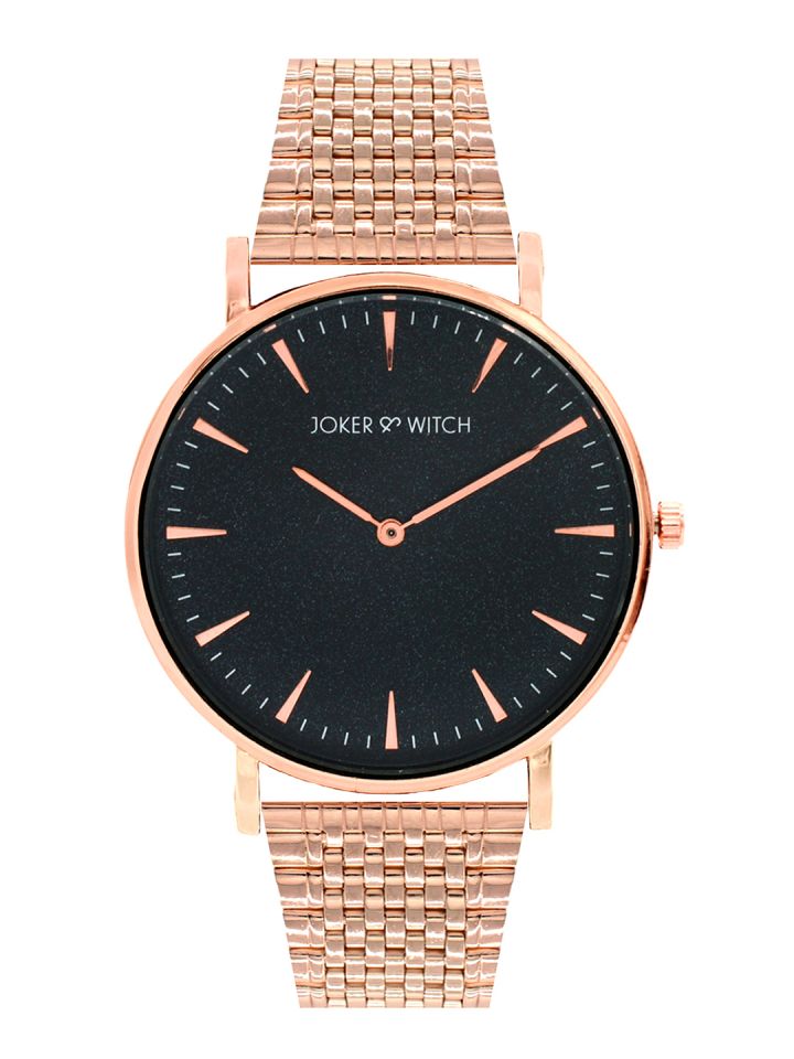 Buy JOKER WITCH Women Rose Gold Toned Black Watch Gift Set