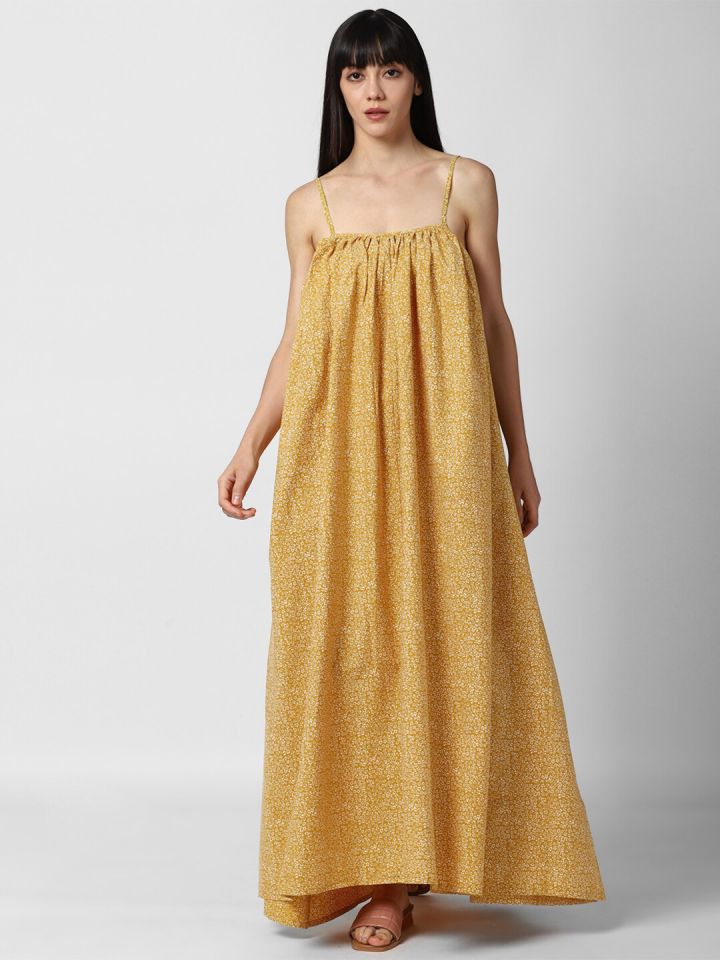 Buy FOREVER 21 Yellow Floral Printed Maxi Dress Dresses for
