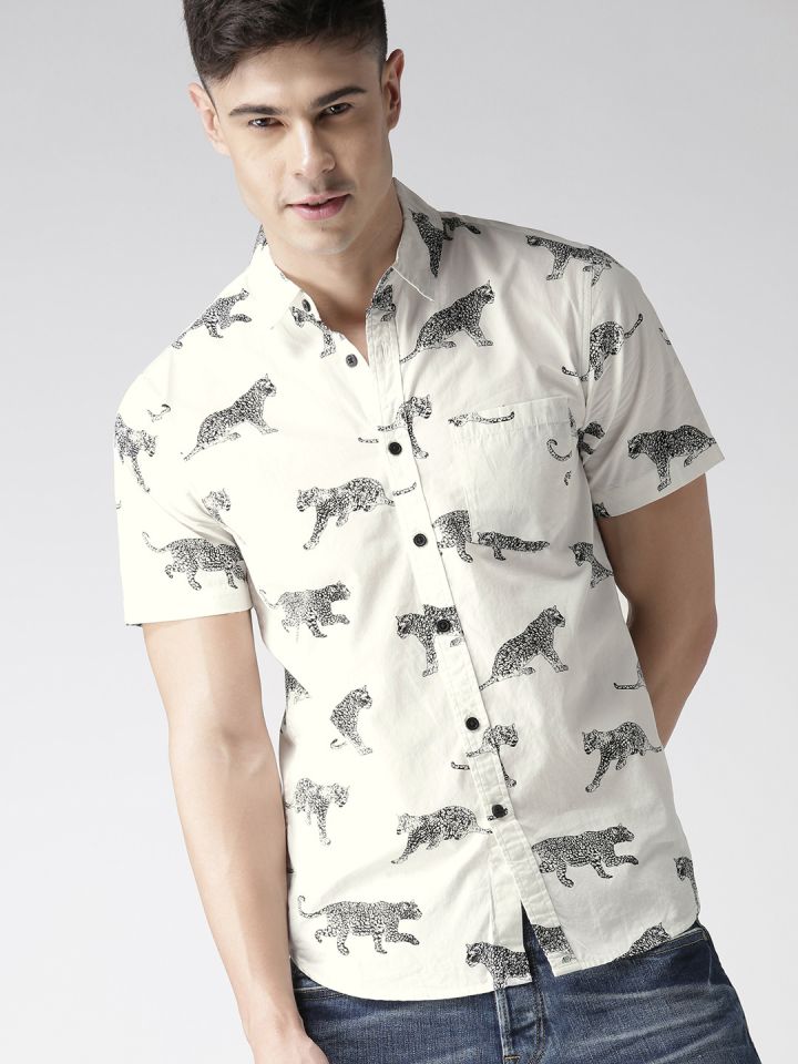 Leopard Animal Print Half Sleeve Shirt By Gavin Paris