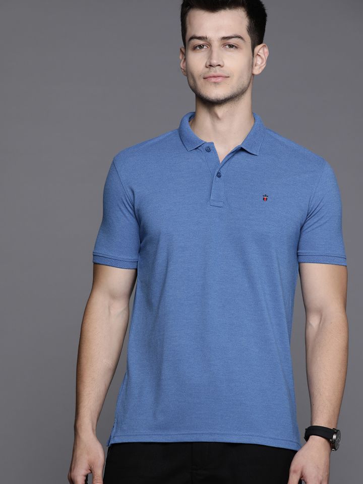 Louis Philippe Polo T-Shirts : Buy Louis Philippe Men Blue Solid