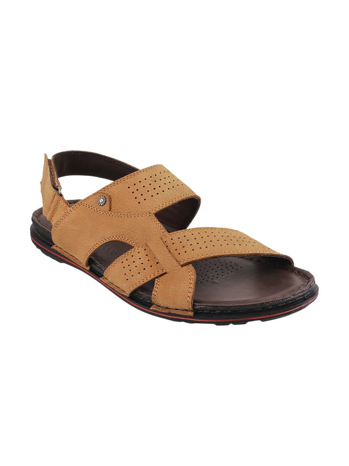 Buy Metro Men Brown Perforated Leather Sandals Sandals for Men