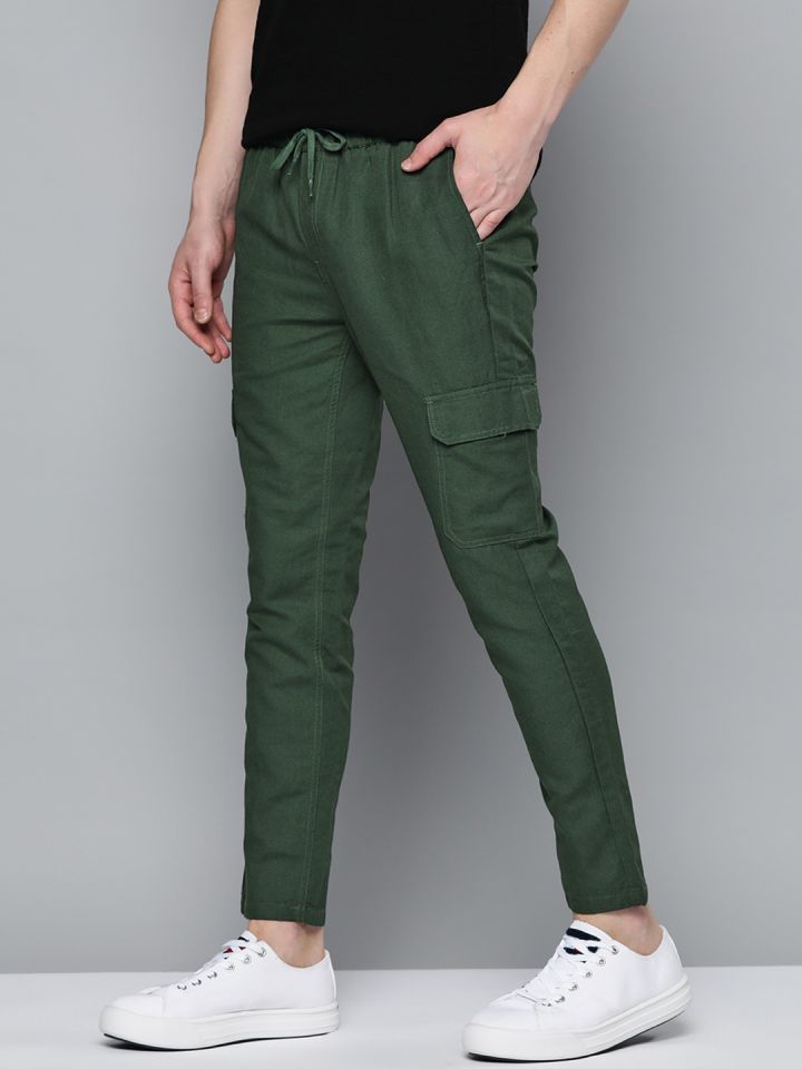 Mens linen outlet cargo trousers