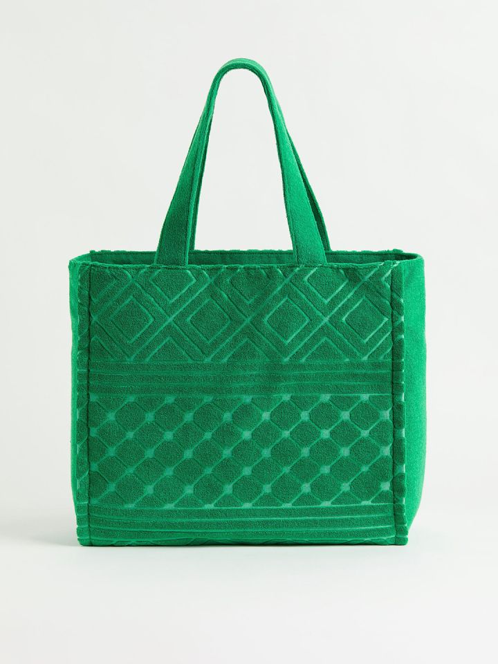 Buy H M Women Green Terry Shopper Handbags for Women