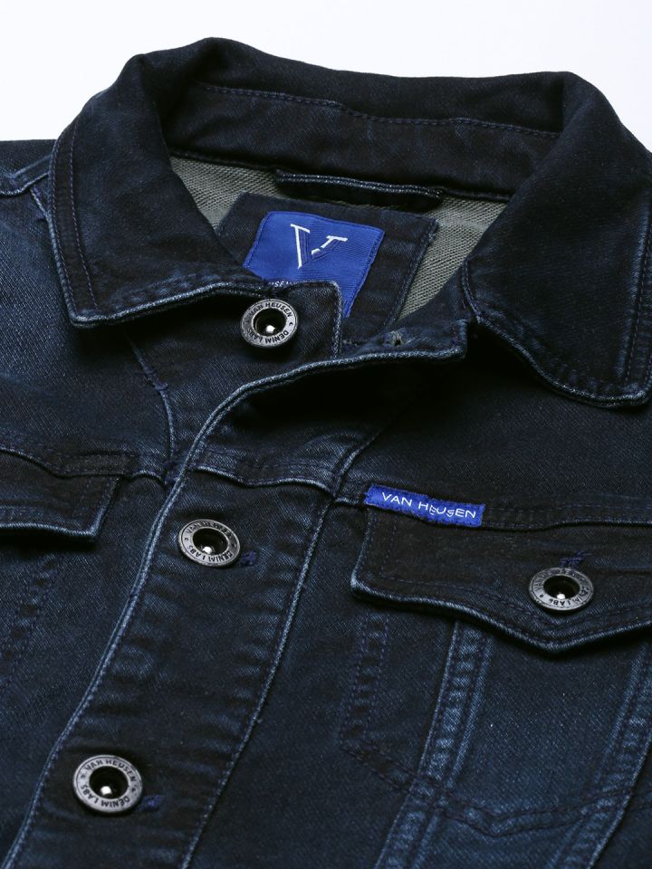 VAN HEUSEN DENIM LABS Men Solid Slim Fit Denim Jacket